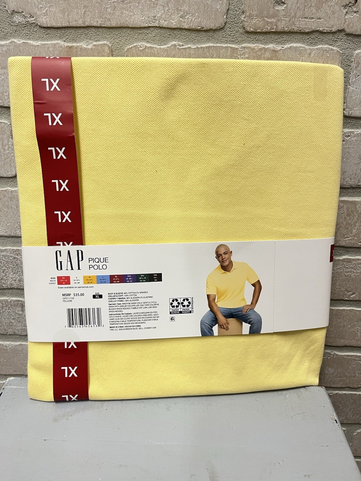 Gap Pique Polo Men’s Sz XL Yellow soft touch NWT