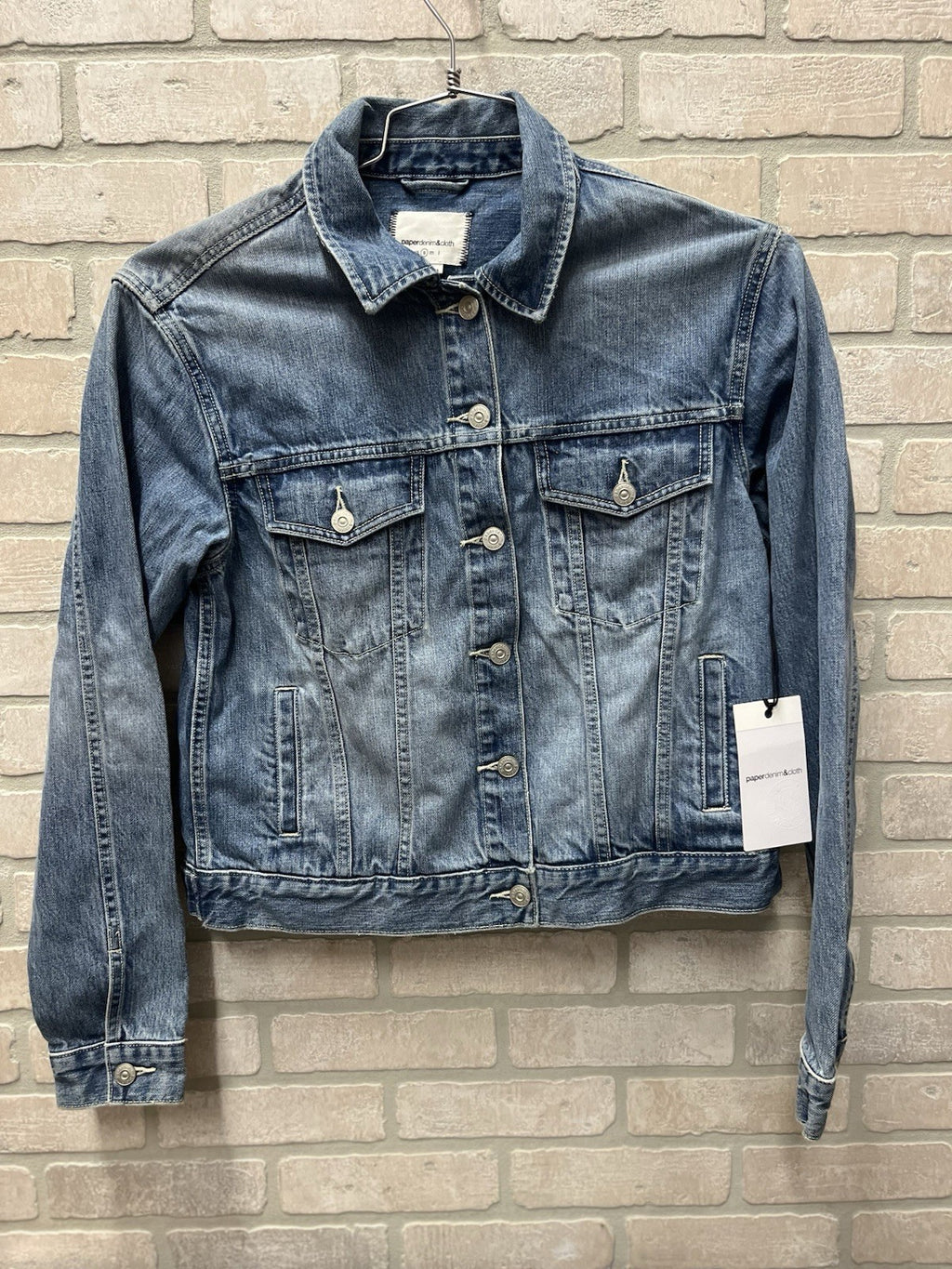 Ladies denim jacket Sz S with pockets paper denim company NWT