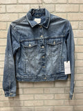 Ladies denim jacket Sz S with pockets paper denim company NWT