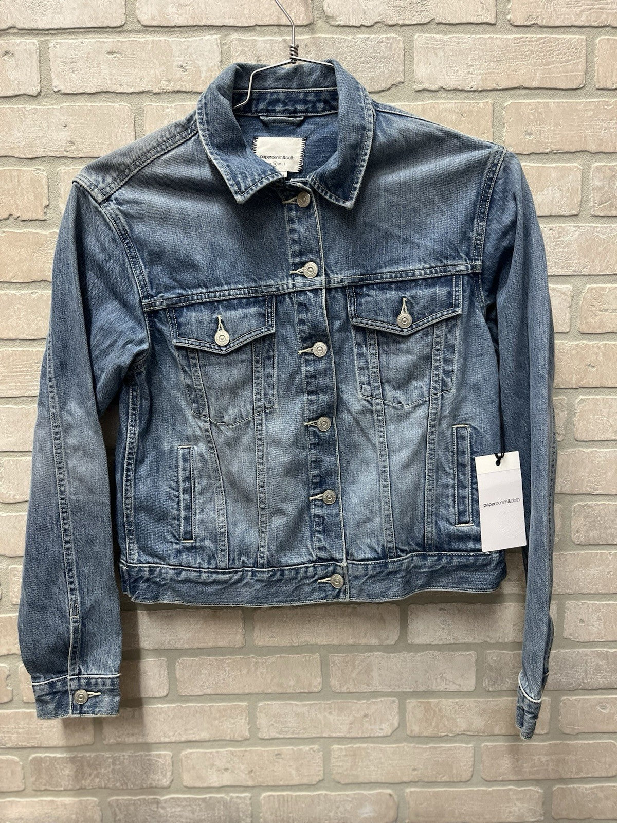 Ladies denim jacket Sz S with pockets paper denim company NWT