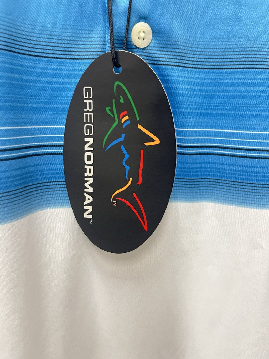 Greg Norman ML75 Performance Golf Polo Shirt Men's Large L Blue Shark Logo
