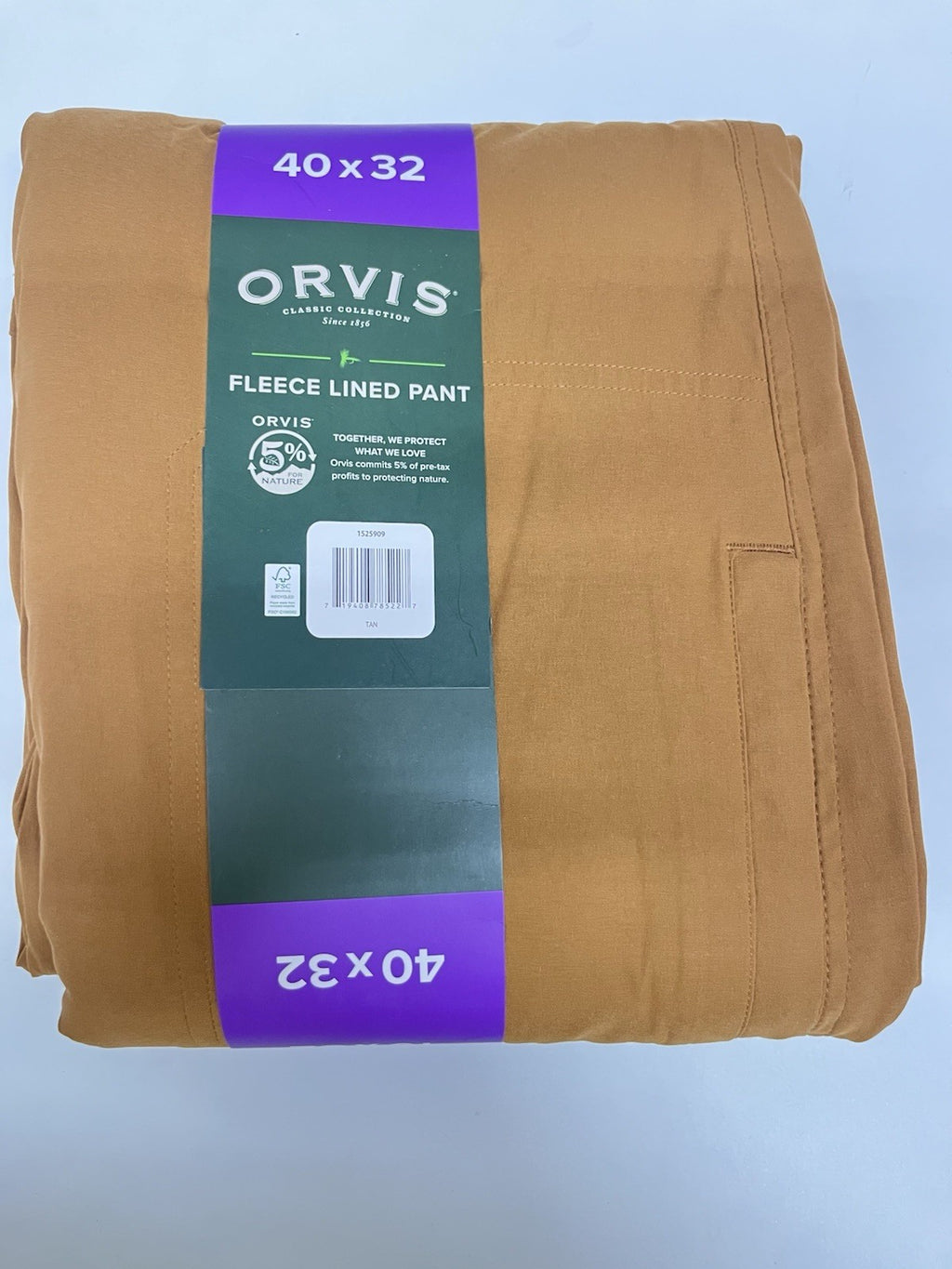 Orvis men’s pants Sz 40/32 tan fleece line casual dress up cozy work Active NWT