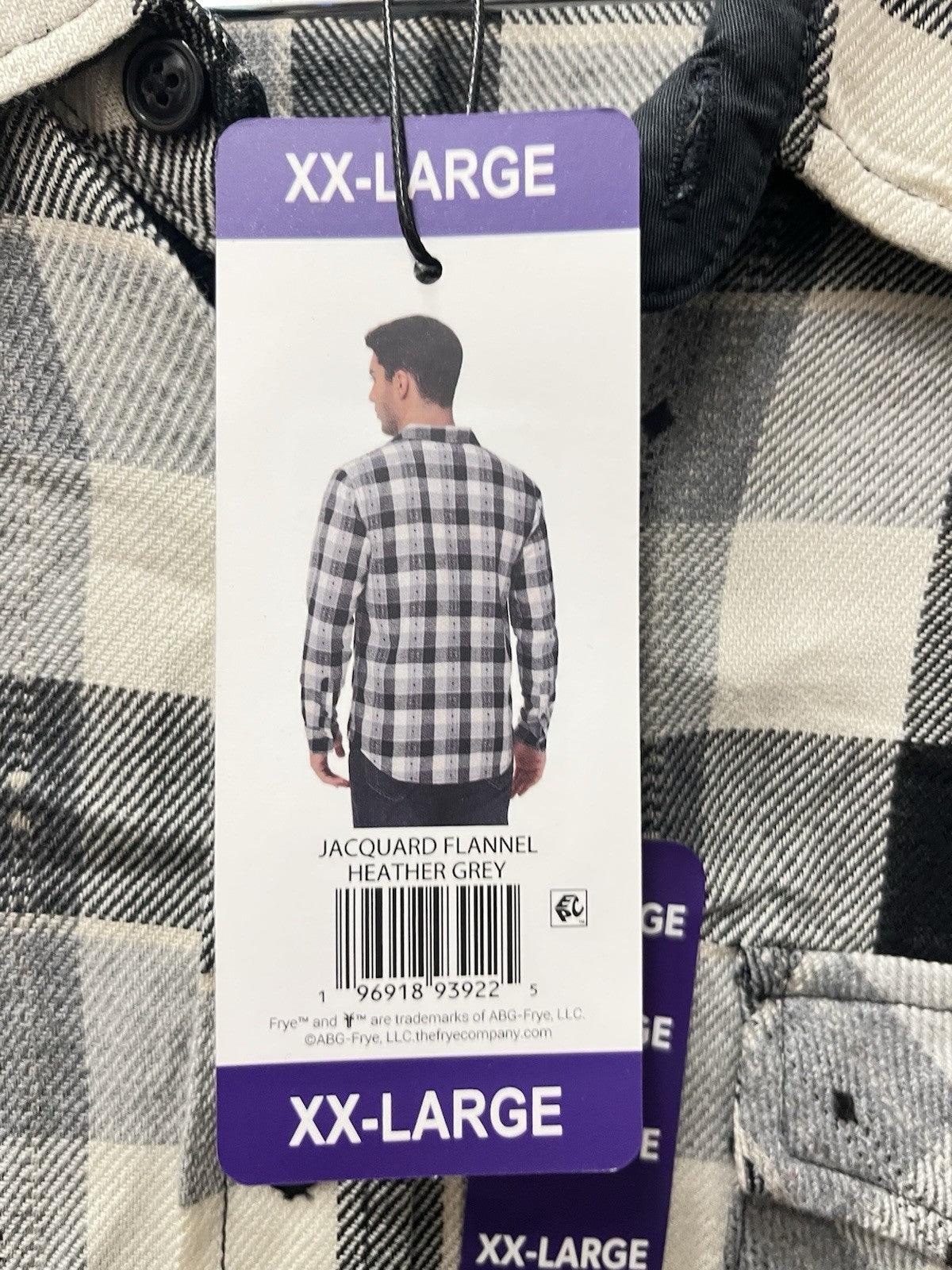 Frye Men’s long sleeve button-down flannel shirt Sz XXL Heather Gray plaid NWT