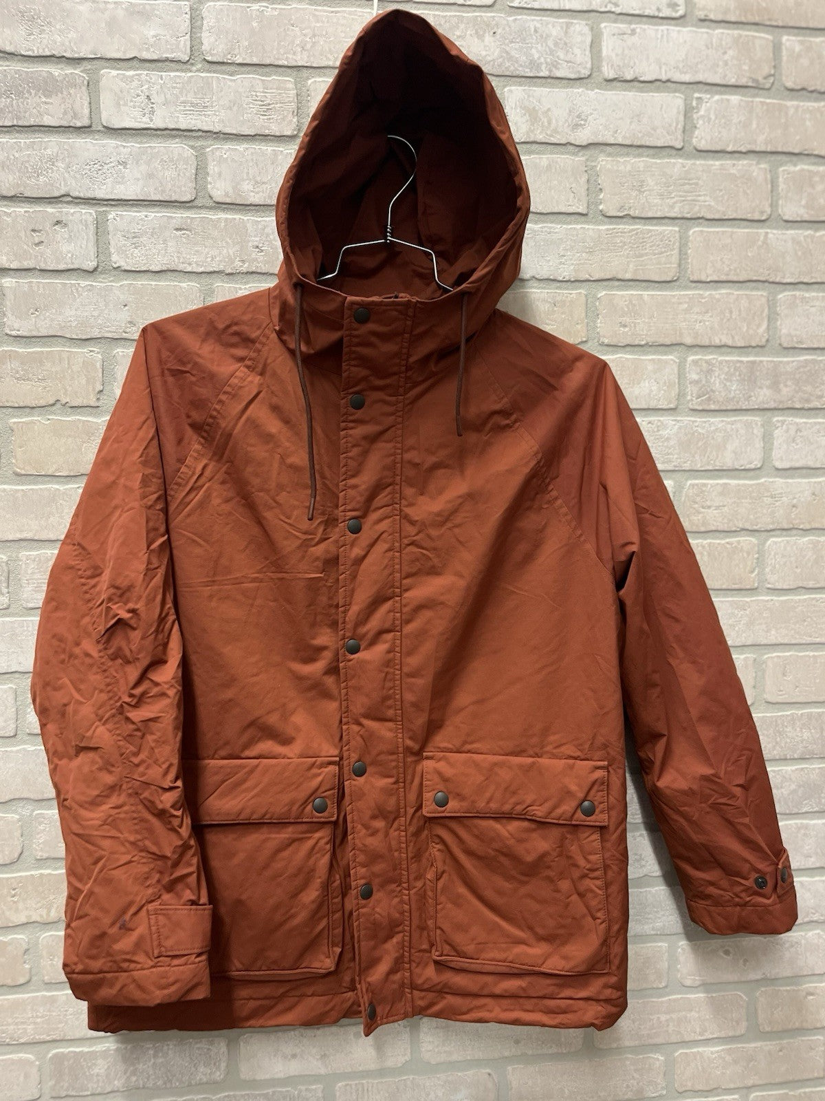 Gap Men's Soft Solid Relaxed Full Zip button  Hooded Jacket  True orange Sz M