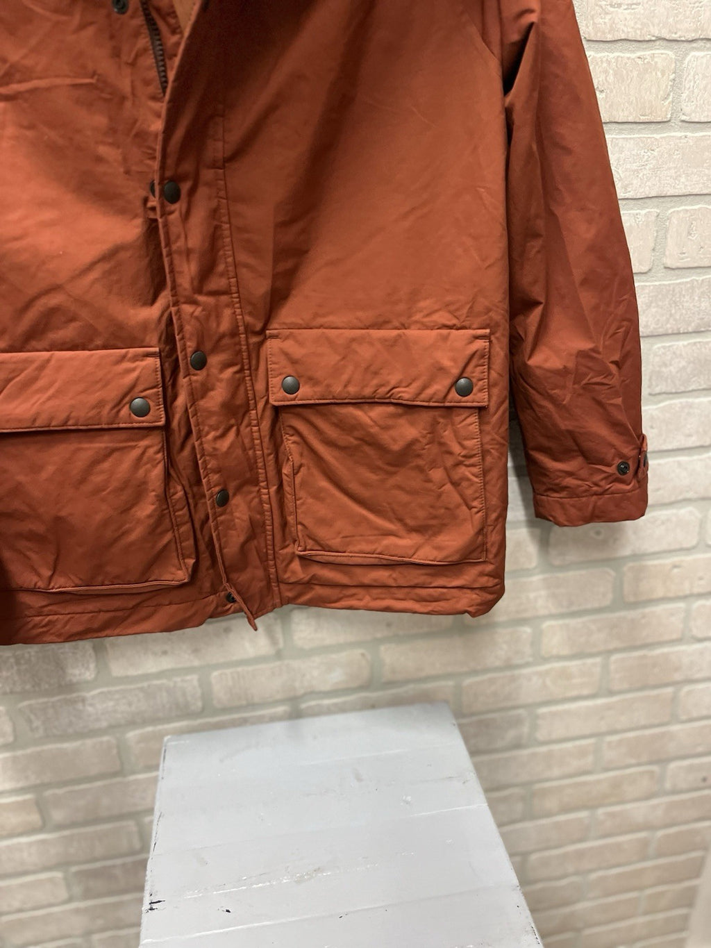 Gap Men's Soft Solid Relaxed Full Zip button  Hooded Jacket  True orange Sz M