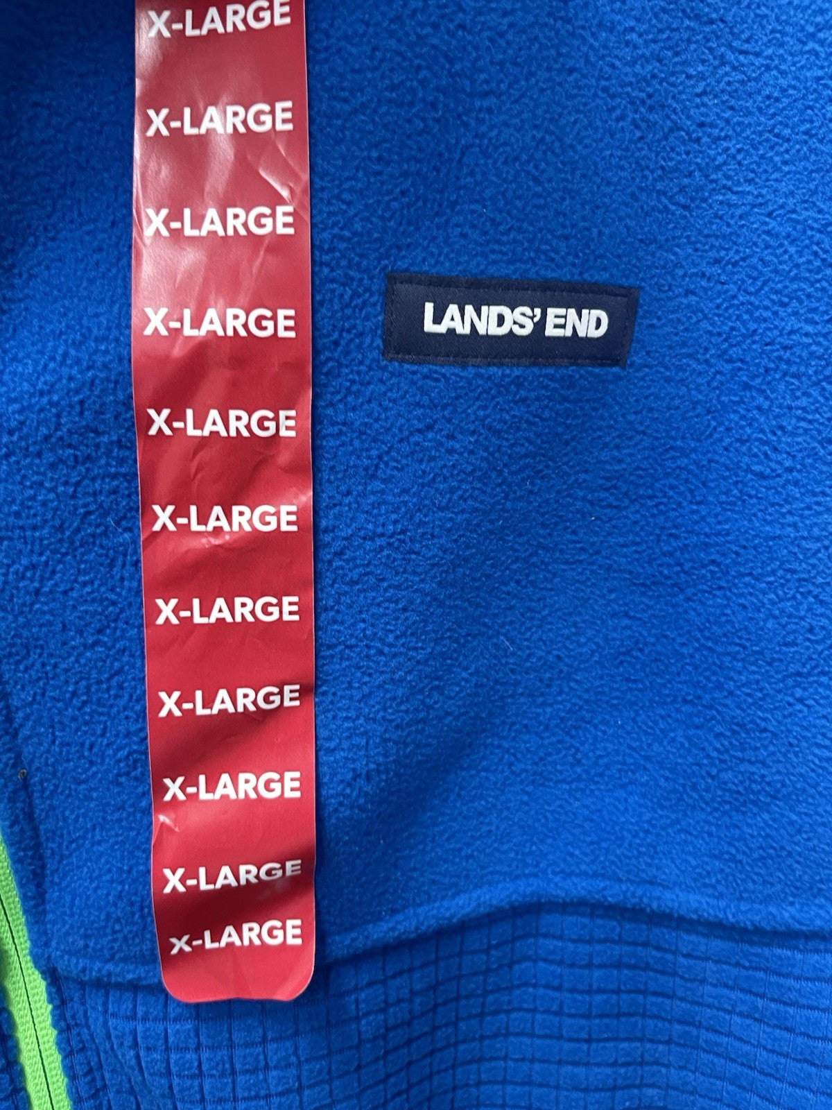 Lands’ End Men’s Long Sleeve Fleece Full Zip Jacket XL Bright Blue Green Zip NWT