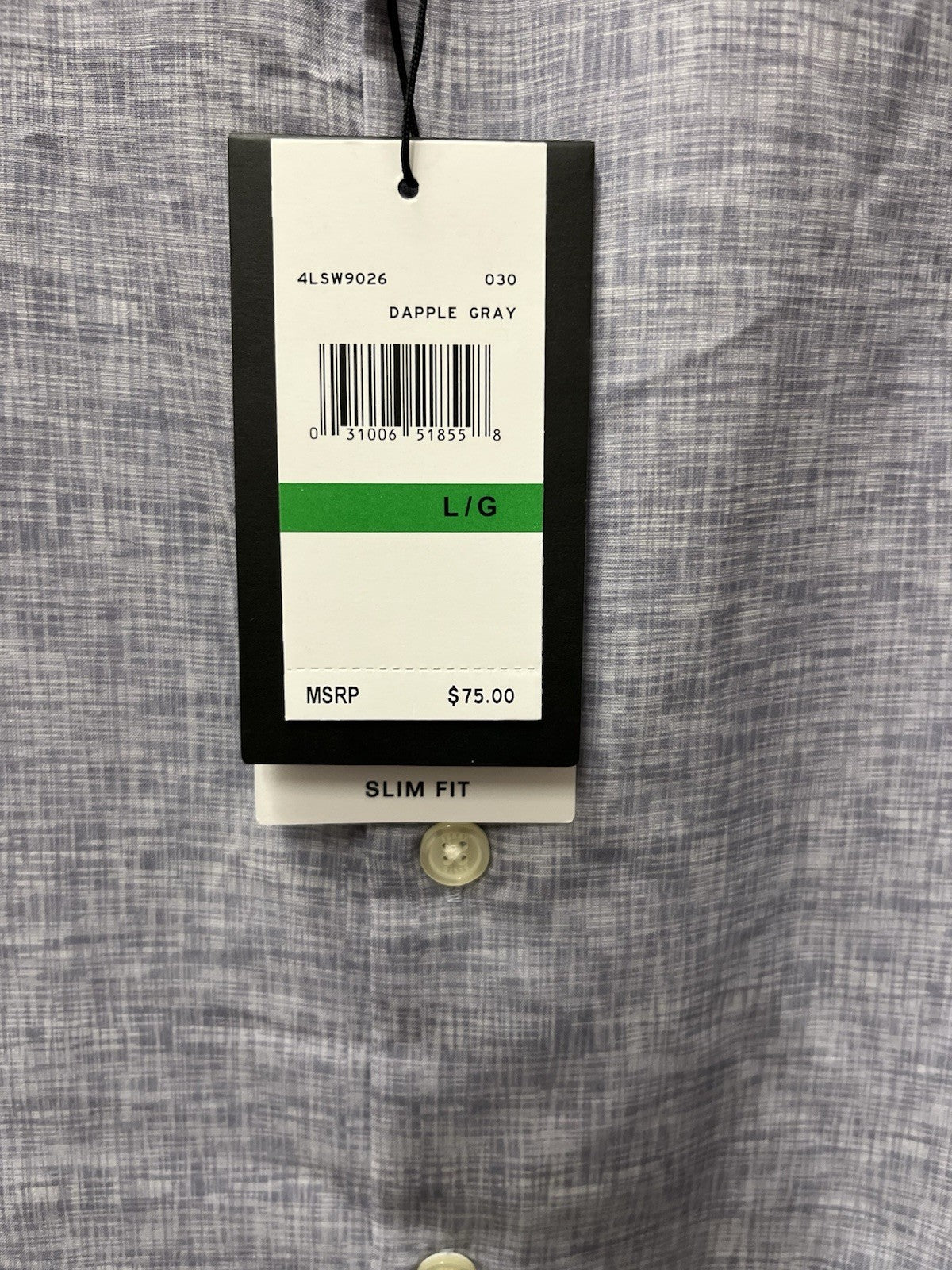 Perry Ellis men’s short sleeve button-down shirt Sz L  Dapple Gray NWT
