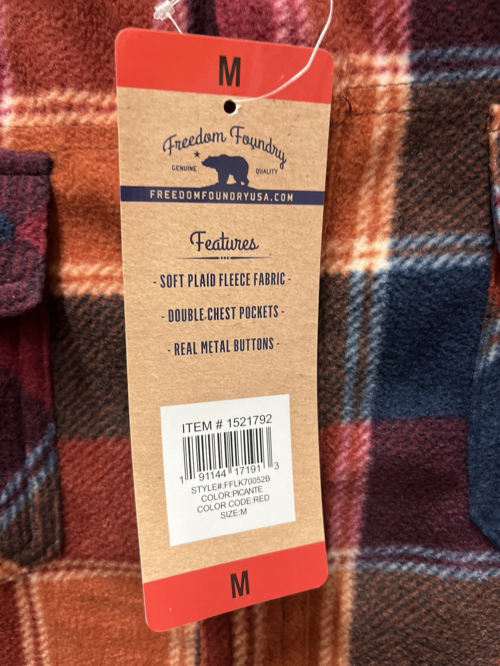 Freedom foundry Men’s Long sleeve button down flannel plaid Shirt Sz M  NWT