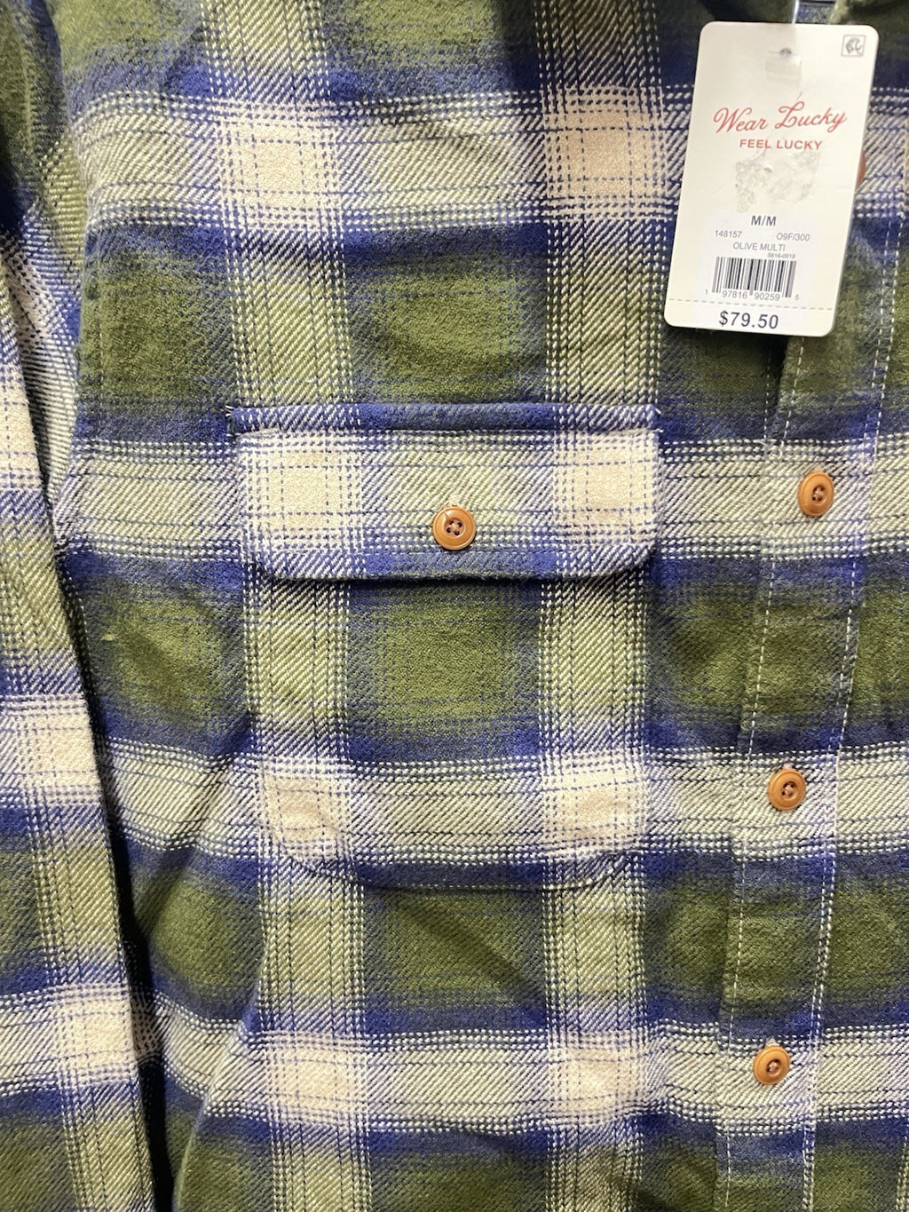 Lucky brand men’s long sleeve button-down flannel plaid shirt Sz M lumberjack
