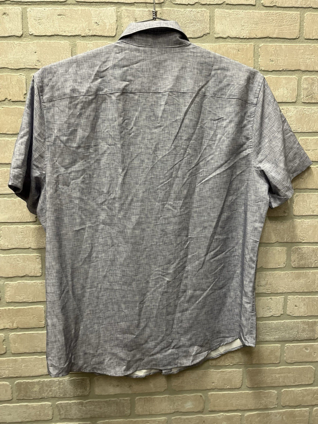 Perry Ellis men’s short sleeve button-down shirt Sz L  Dapple Gray NWT