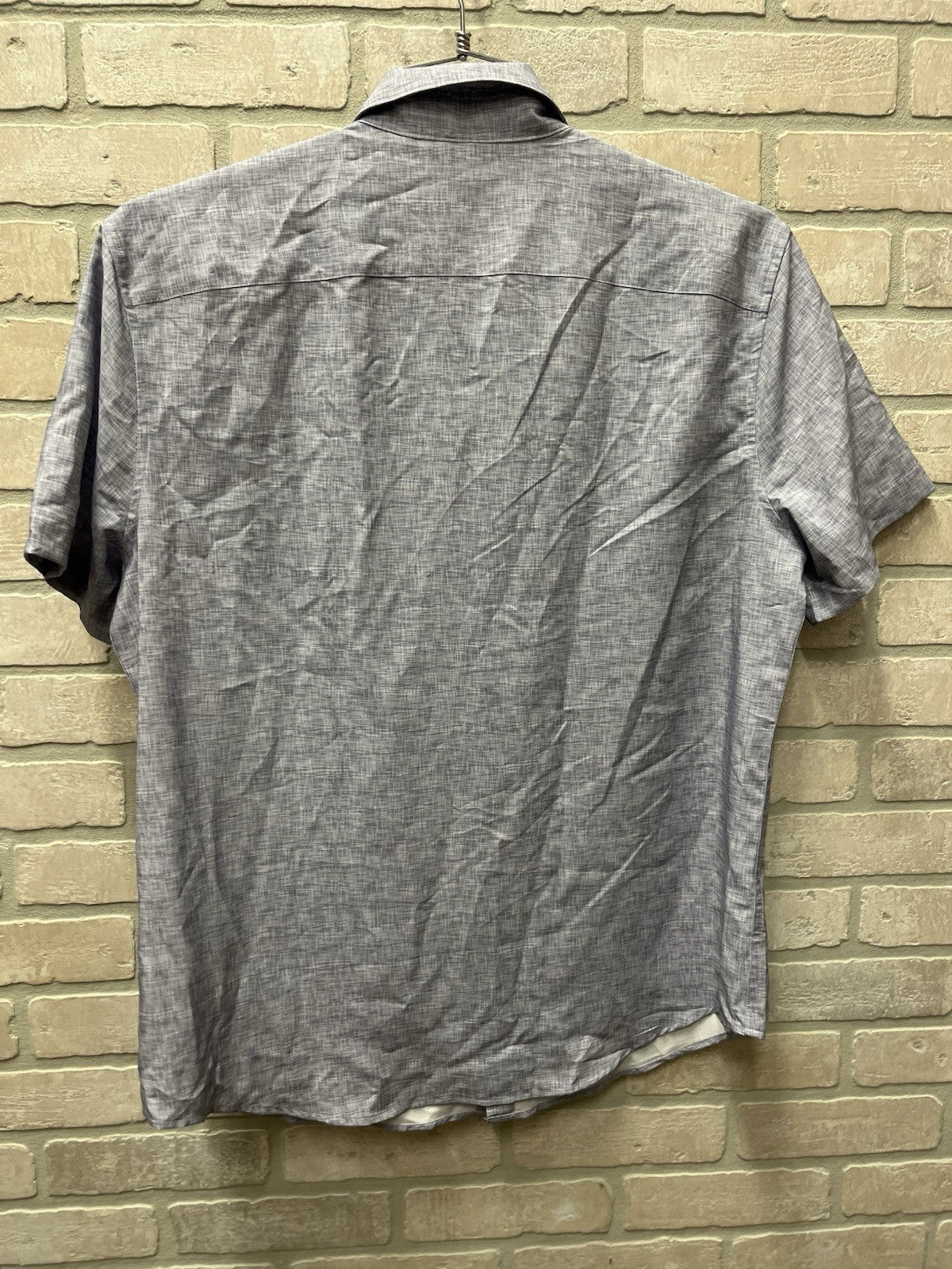 Perry Ellis men’s short sleeve button-down shirt Sz L  Dapple Gray NWT
