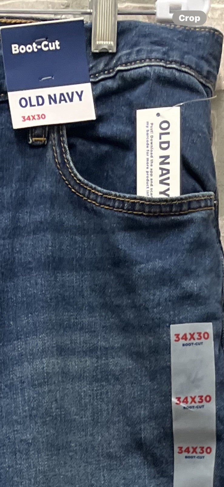 Old Navy men’s  Denim Jeans Boot, cut Sz 34/ 30 cowboy NWT