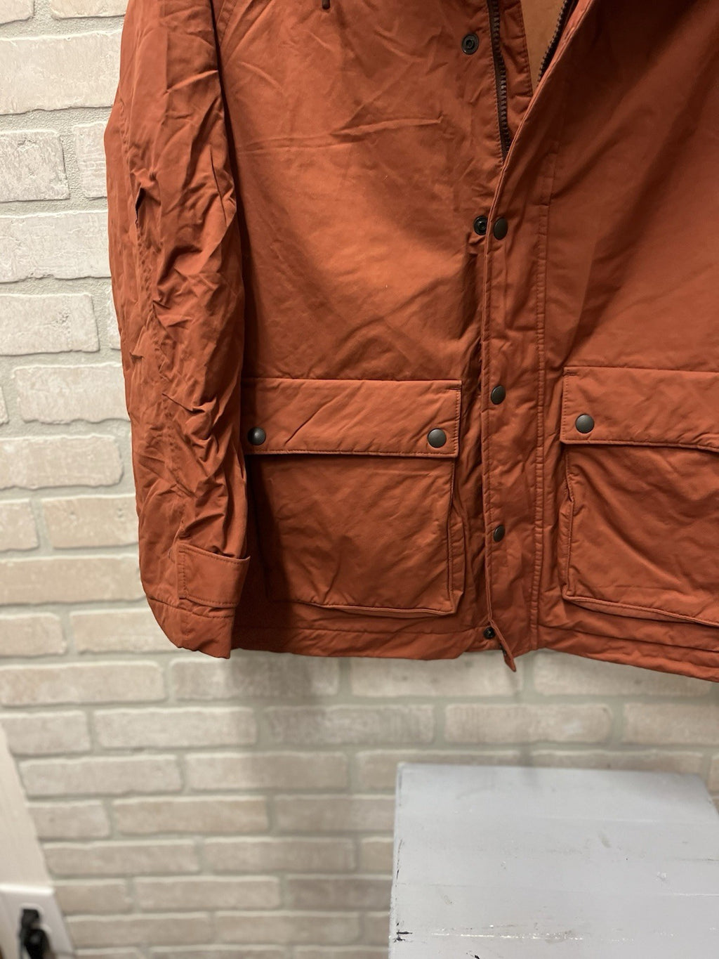 Gap Men's Soft Solid Relaxed Full Zip button  Hooded Jacket  True orange Sz M