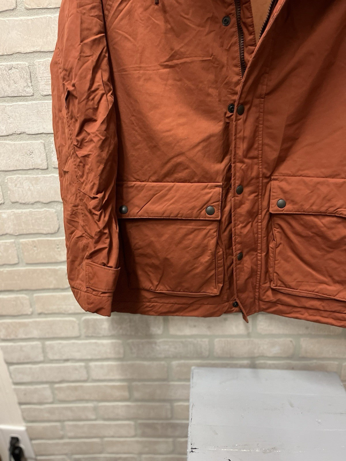 Gap Men's Soft Solid Relaxed Full Zip button  Hooded Jacket  True orange Sz M