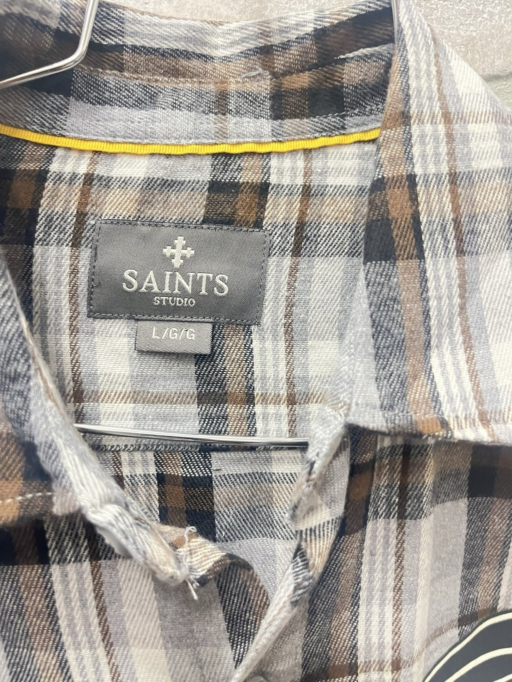 Saints Studios Flannel Shirt Men's Sz Large Grand Prix Racing Speedway Champs