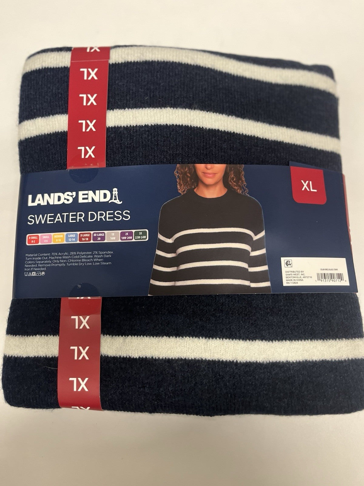 Lands' End Women’s Crewneck Sweater Dress Sz XL 16/18 NAVY Blue Relax Fit NWT