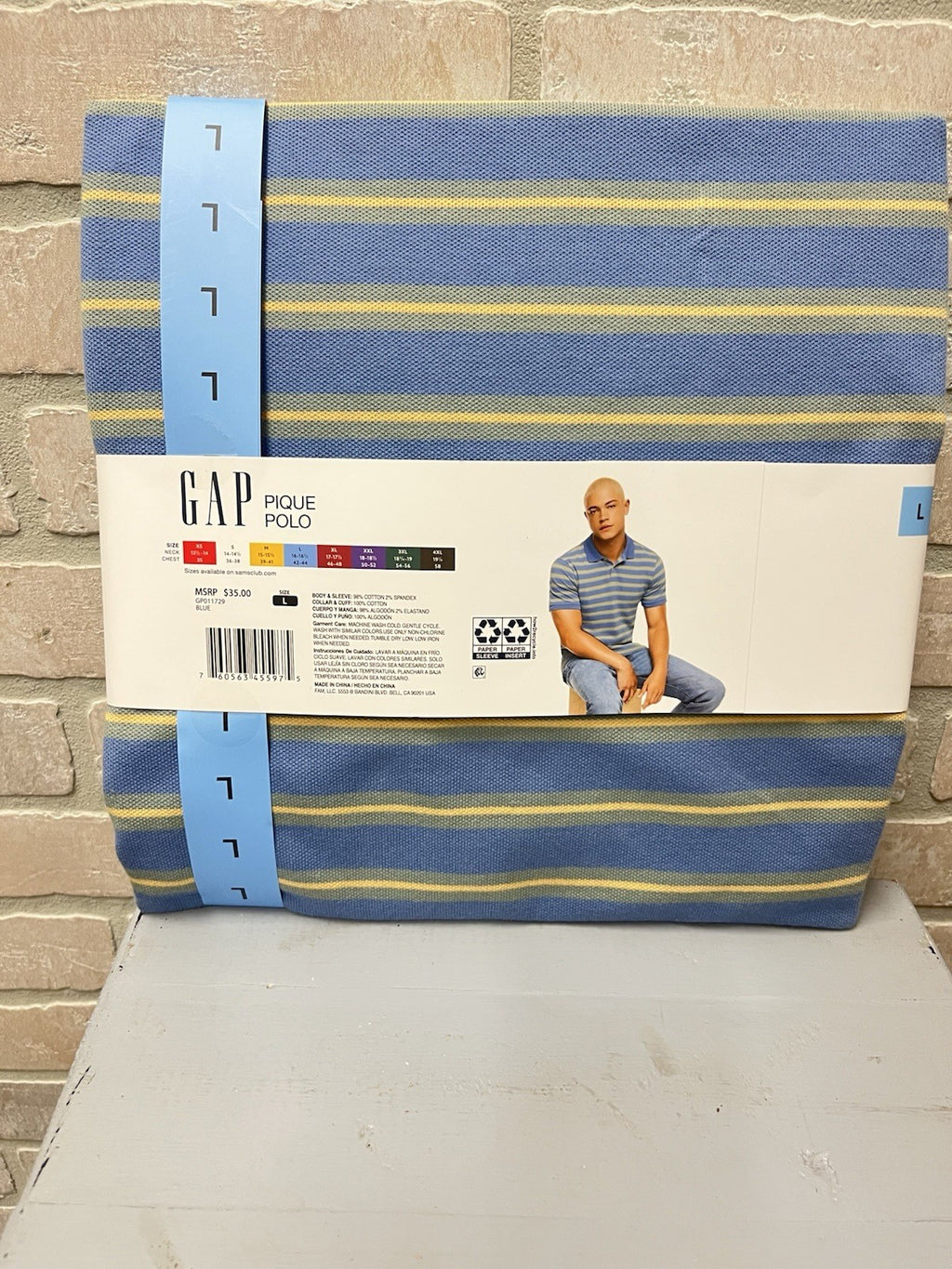 Gap Pique Polo Blue short sleeve shirt men’s Sz L Activewear Business NWT