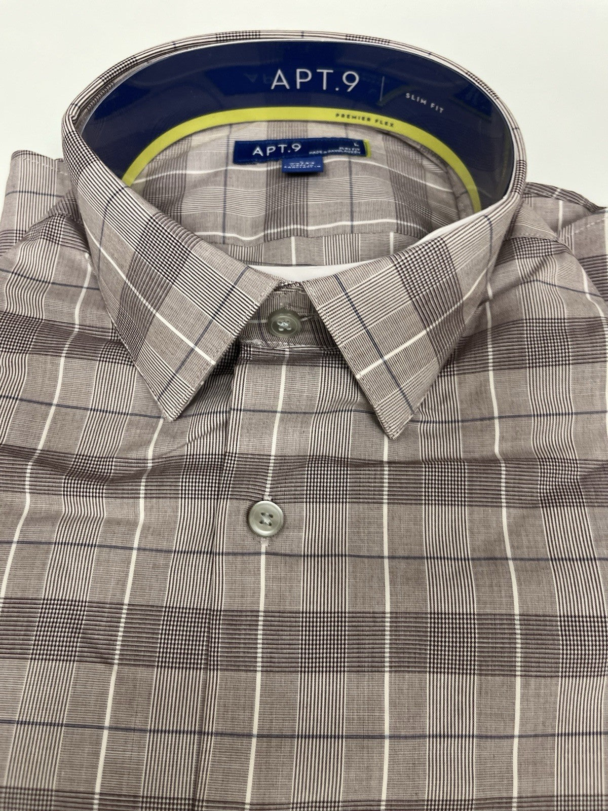APT.9 men’s Long Sleeve dress shirt Sz L premium flex regular fit white NWT