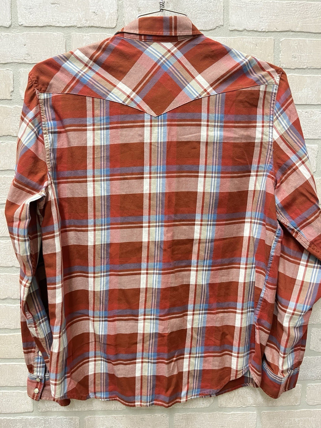 Lucky Brand Men’s Size M Plaid  Pearl Snap Long Sleeve Shirt western wear sports