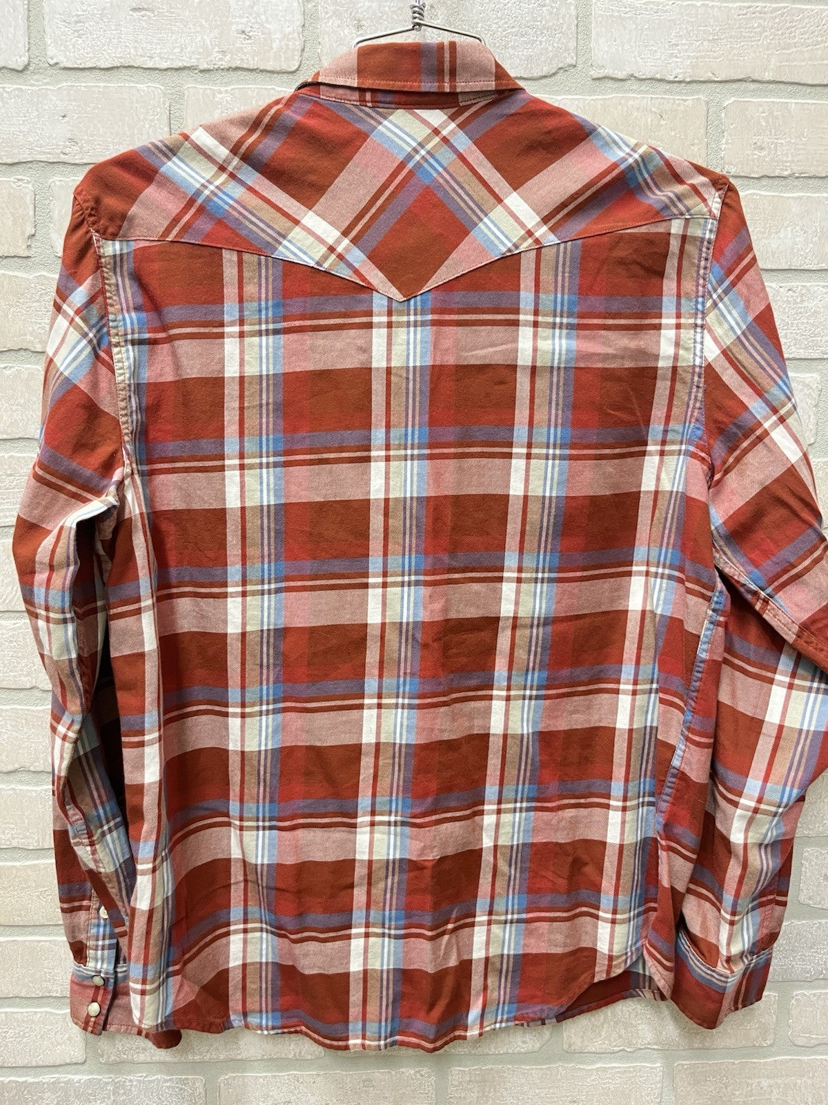 Lucky Brand Men’s Size M Plaid  Pearl Snap Long Sleeve Shirt western wear sports