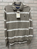 American Eagle men’s long sleeve pullover rugby style Sz L brown stripe NWT