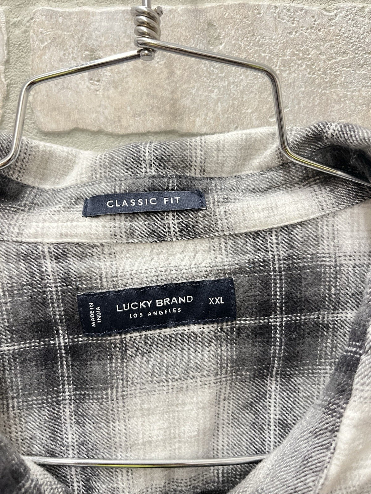 Lucky Brand Classic Fit Flannel Shirt Men's Size XXL Black Plaid Lumberjack
