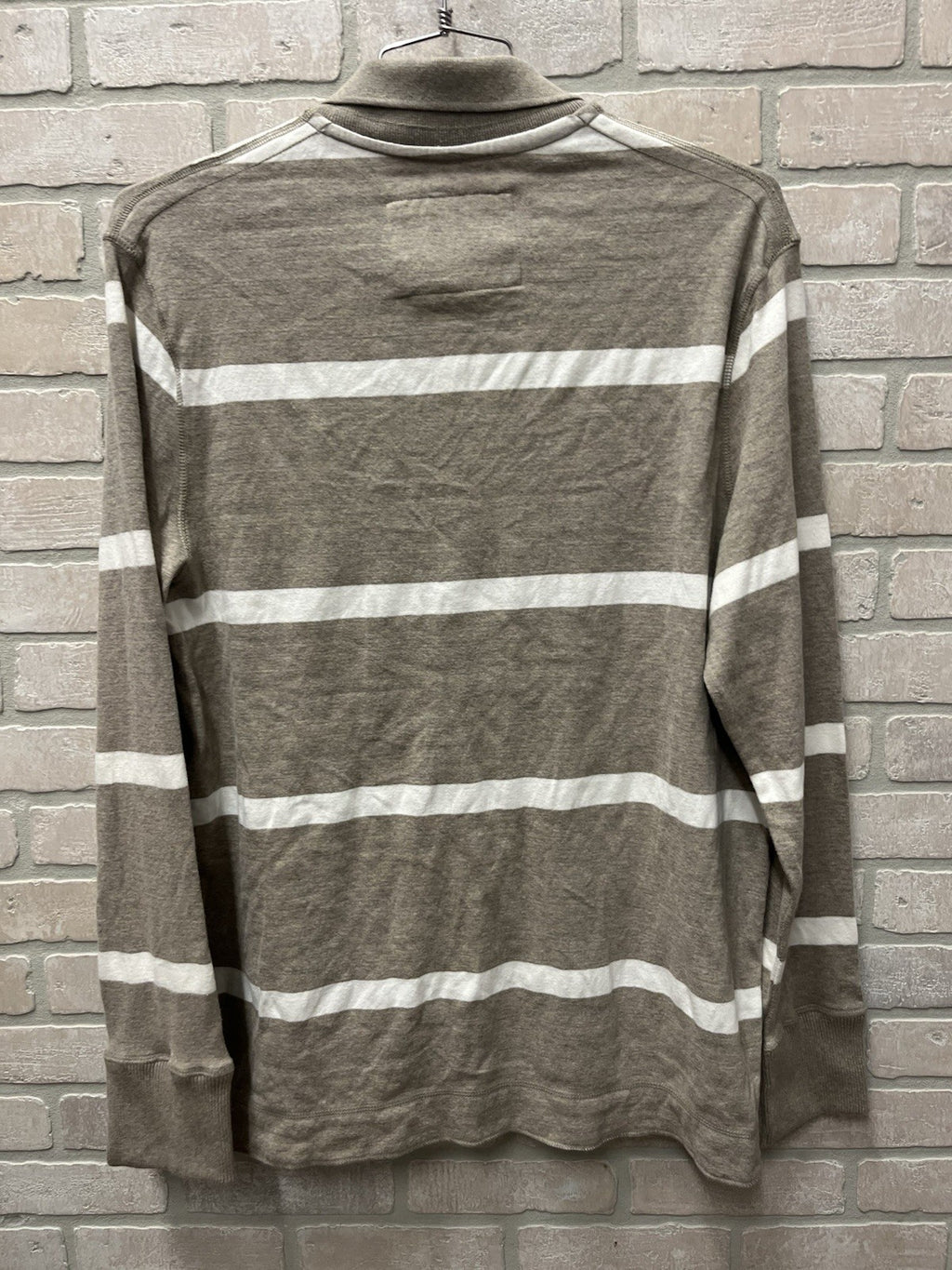 American Eagle men’s long sleeve pullover rugby style Sz L brown stripe NWT