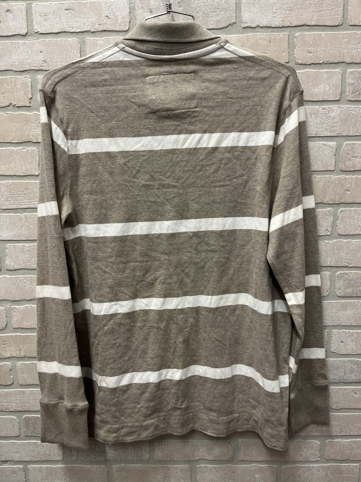 American Eagle men’s long sleeve pullover rugby style Sz L brown stripe NWT