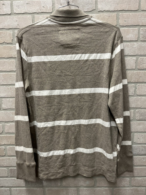 American Eagle men’s long sleeve pullover rugby style Sz L brown stripe NWT
