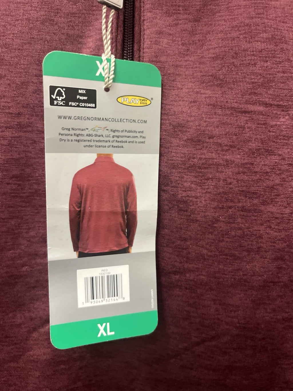 Greg Norman Play Dry Mens XL Red Heathered 1/4 Zip Pullover Golf LS Shirt