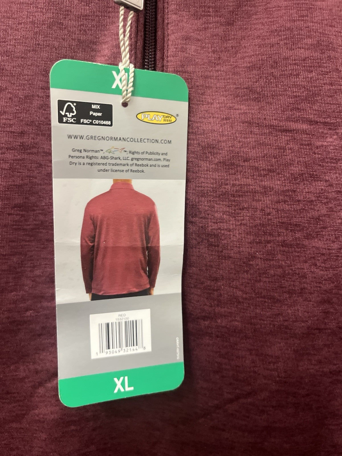Greg Norman Play Dry Mens XL Red Heathered 1/4 Zip Pullover Golf LS Shirt