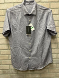 Perry Ellis men’s short sleeve button-down shirt Sz L  Dapple Gray NWT