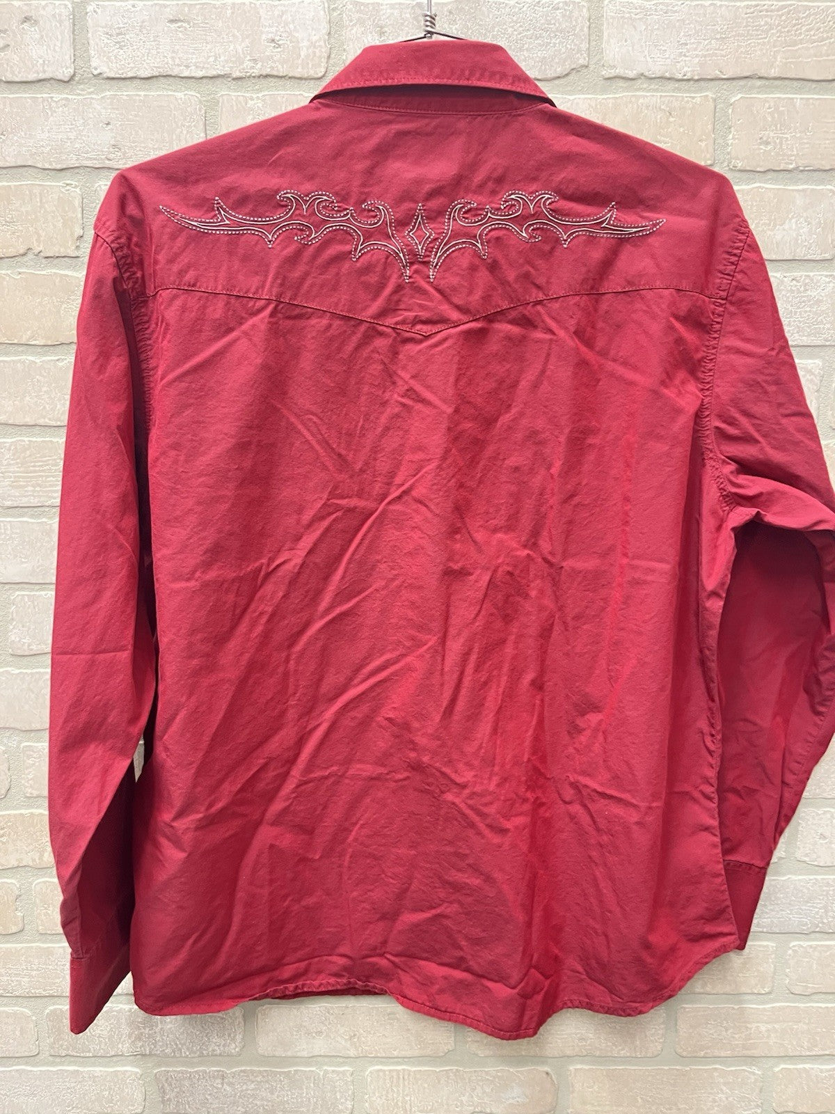Wrangler Pearl Snap Shirt Men’s Size XL Red Western Long Sleeve Cowboy
