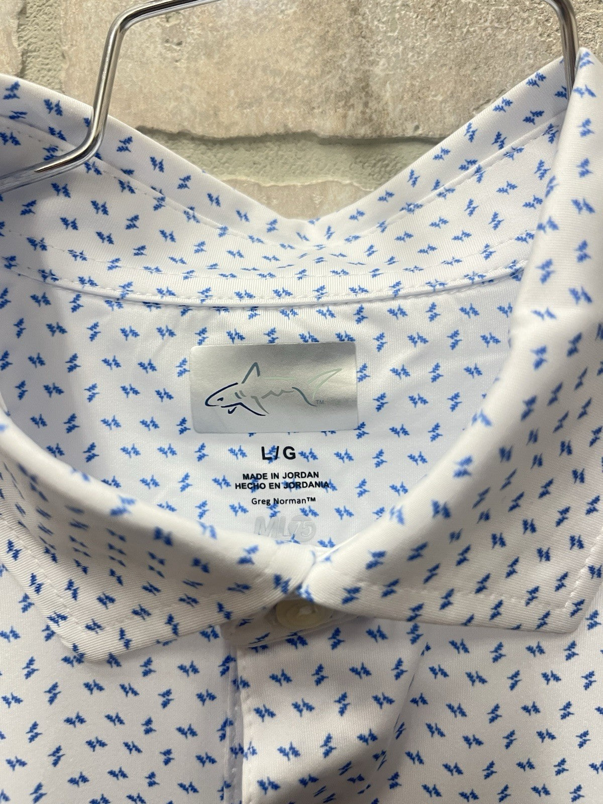 Greg Norman men’s golf polo shirt White Sz L play dry ML75 sports wear NWT