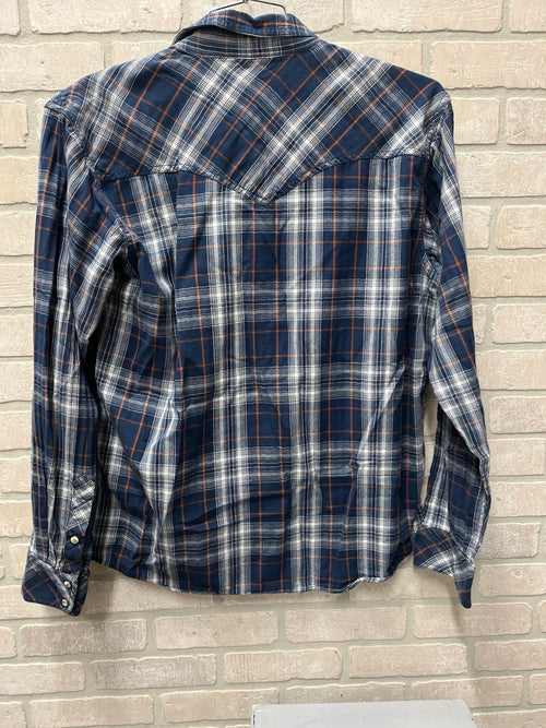 Ariat Retro Fit Men’s Pearl Snap  Flannel Shirt  Plaid Sz L Cowboy western rodeo