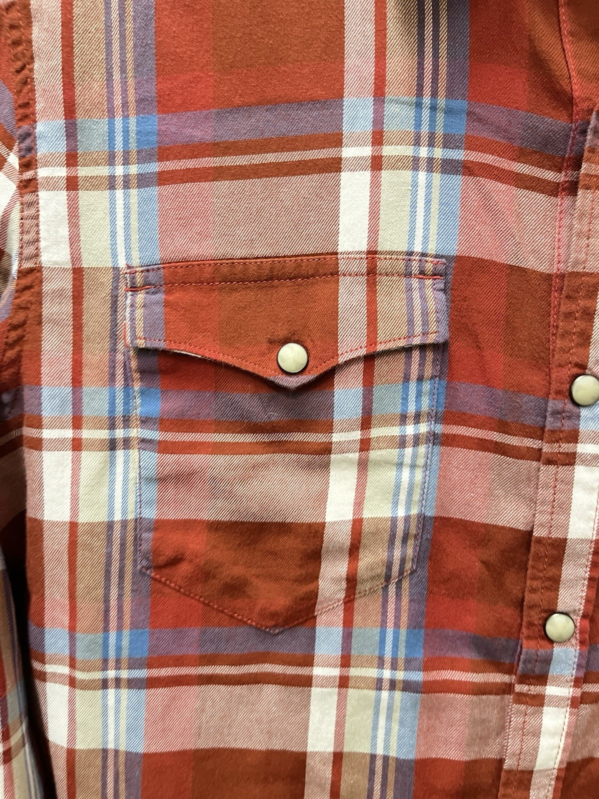 Lucky Brand Men’s Size M Plaid  Pearl Snap Long Sleeve Shirt western wear sports