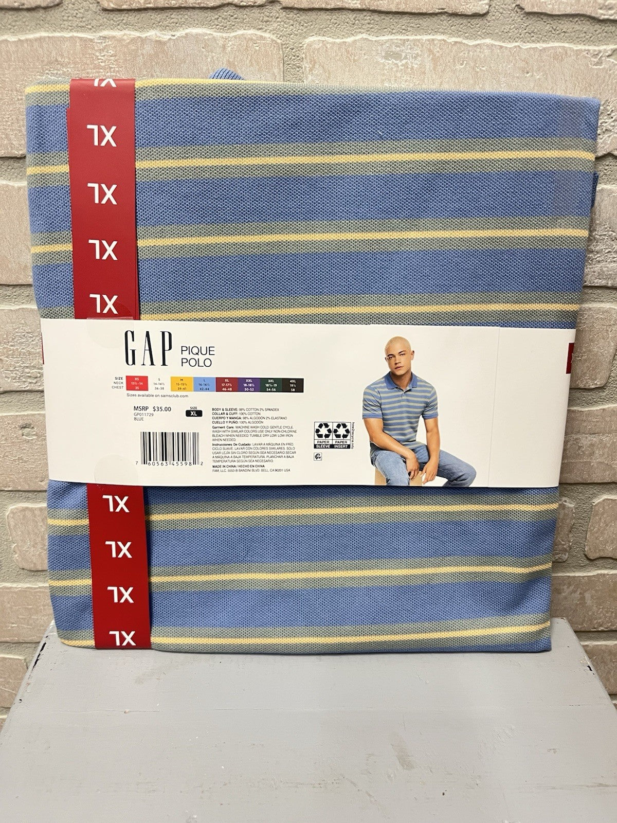 Gap Pique Polo Blue short sleeve shirt men’s Sz XL Activewear NWT