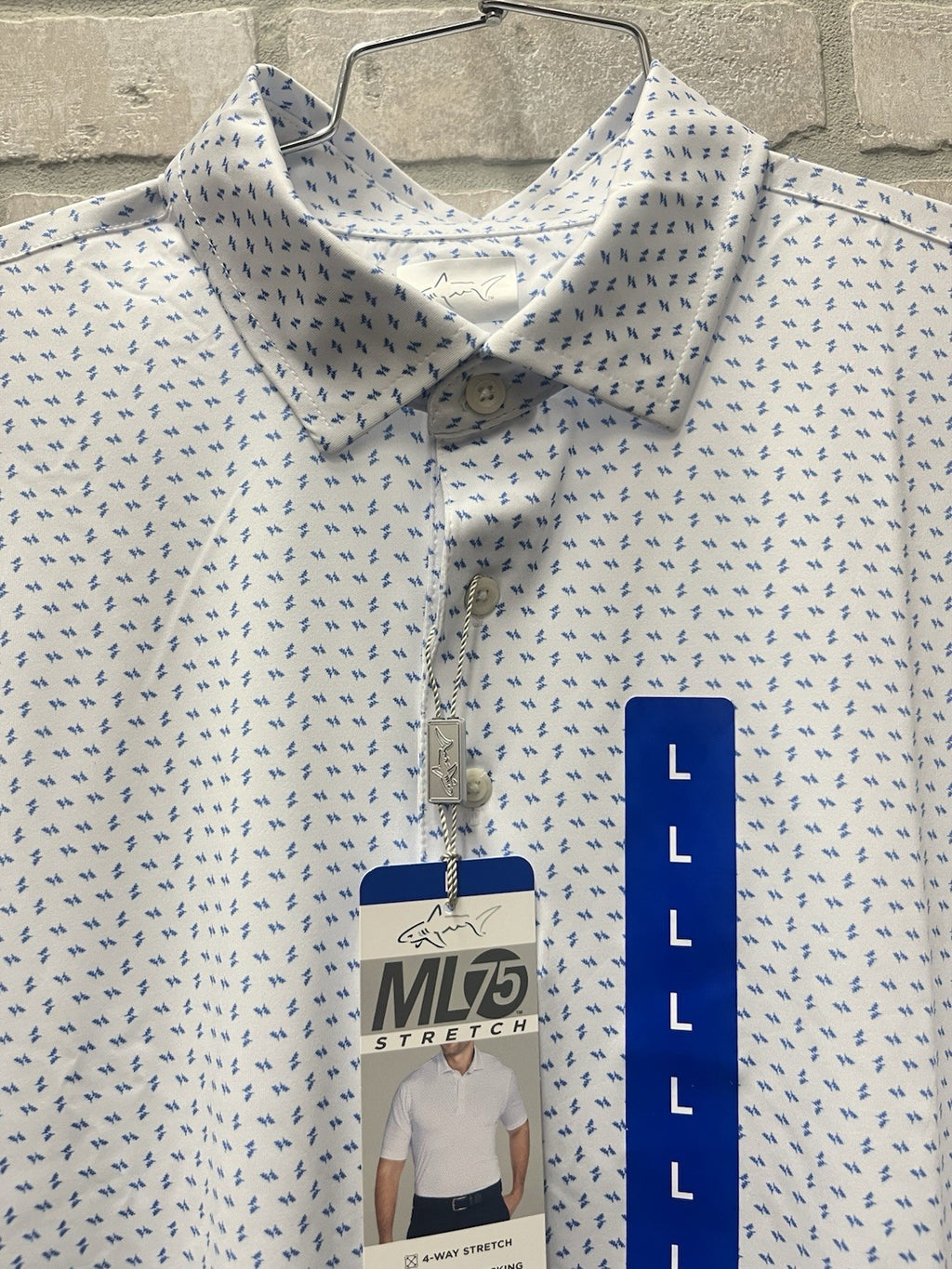 Greg Norman men’s golf polo Sz L  White ML75  4 Way stretch activewear