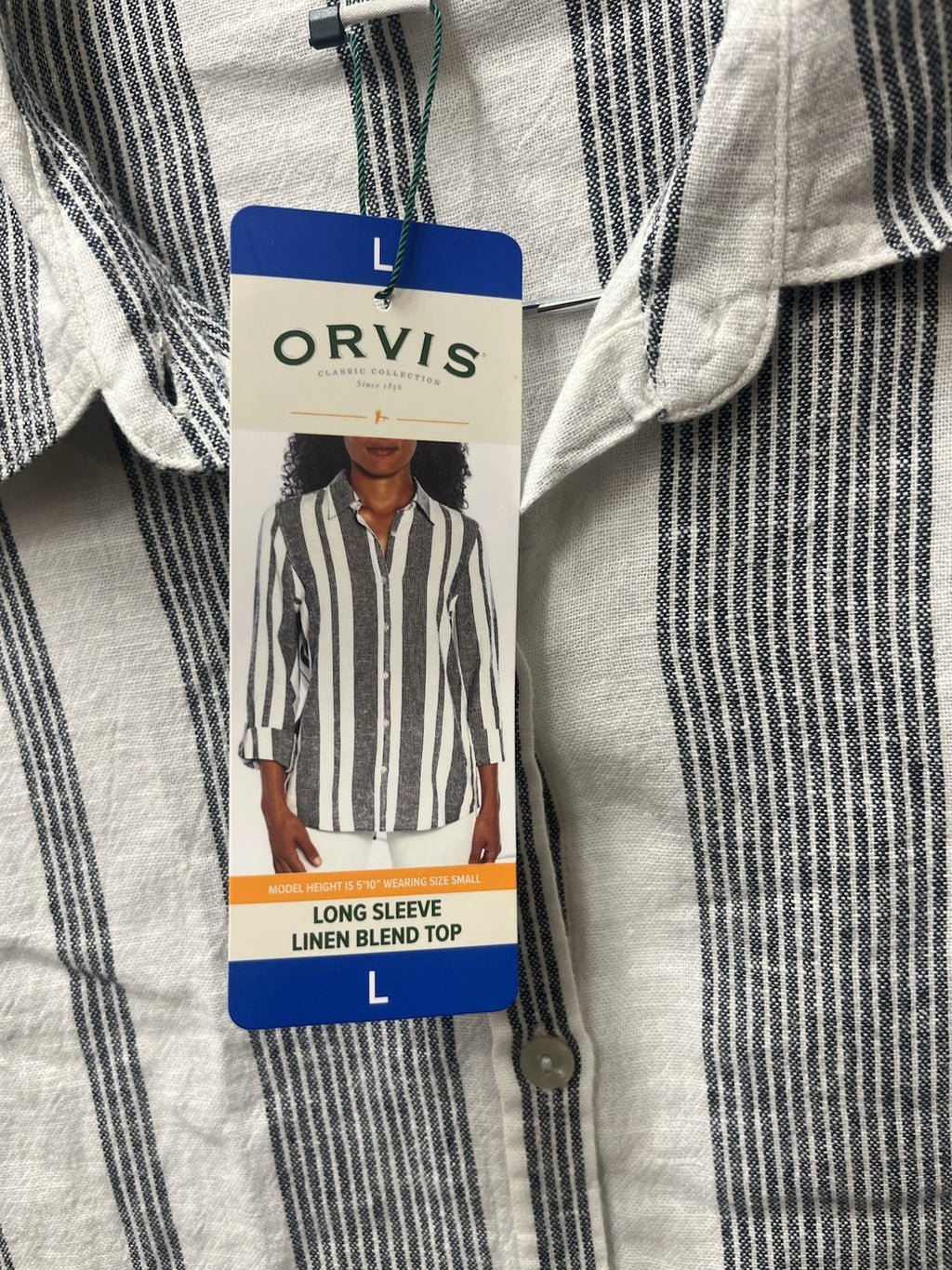 Orvis Women’s Long Sleeve Linen Blend Top Shirts Sz Large 12 To 14 NWT