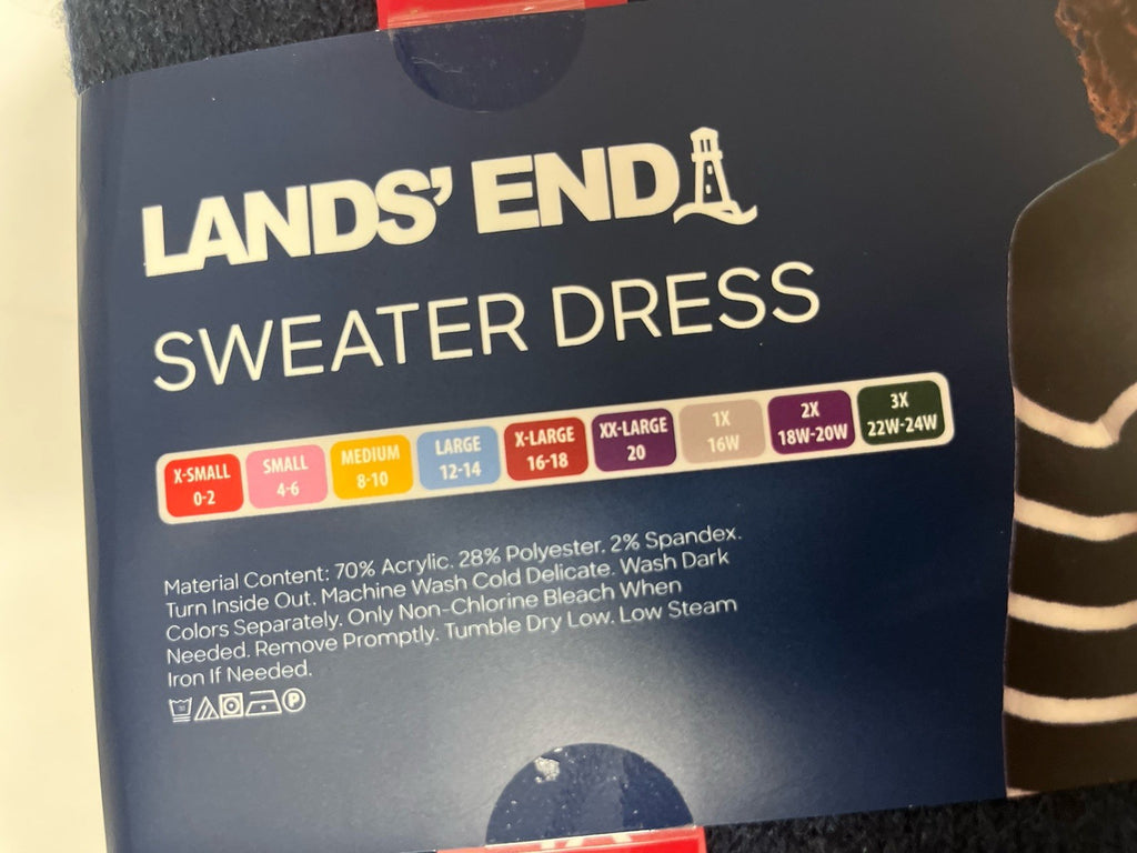 Lands' End Women’s Crewneck Sweater Dress Sz XL 16/18 NAVY Blue Relax Fit NWT