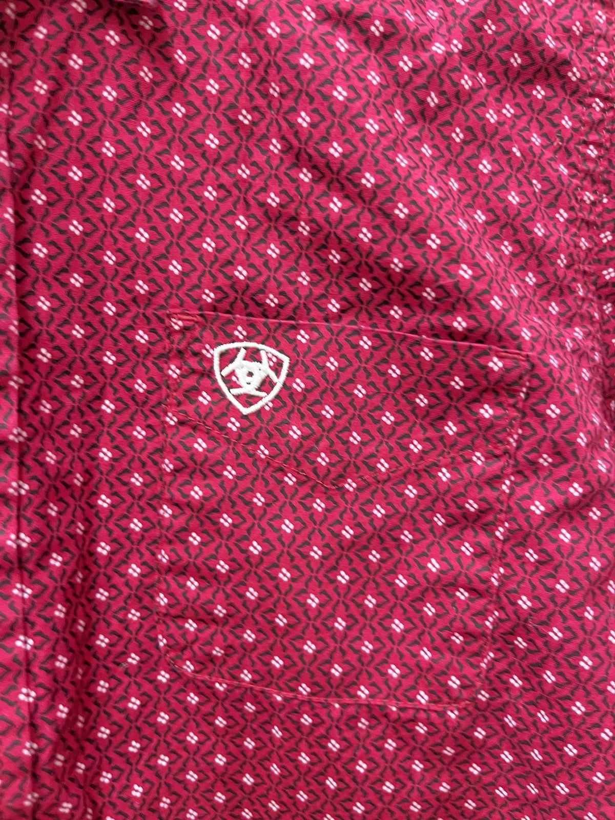 Ariat Boys Button down long sleeve shirt Sz M 10-12 Red casual shirt stretch