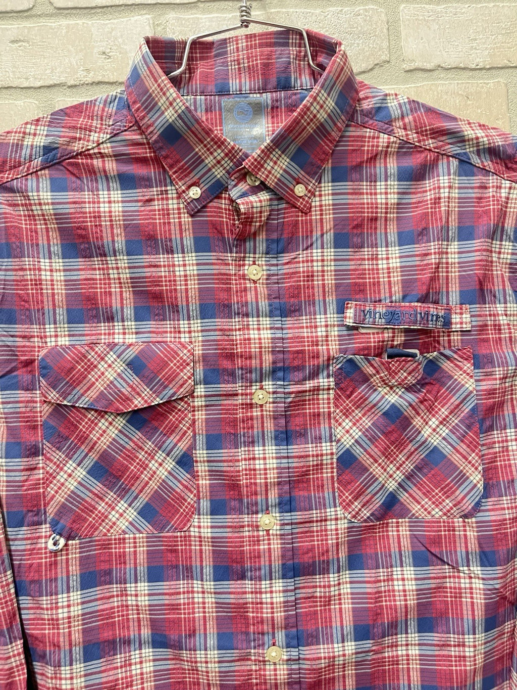 Vineyard vines men’s harbor long sleeve shirt Sz L plaid Martha’s Vineyard