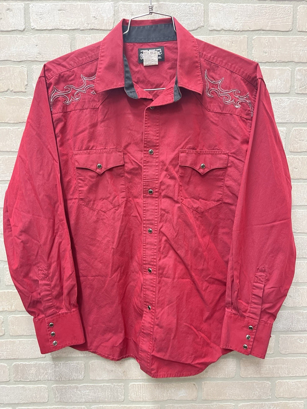 Wrangler Pearl Snap Shirt Men’s Size XL Red Western Long Sleeve Cowboy