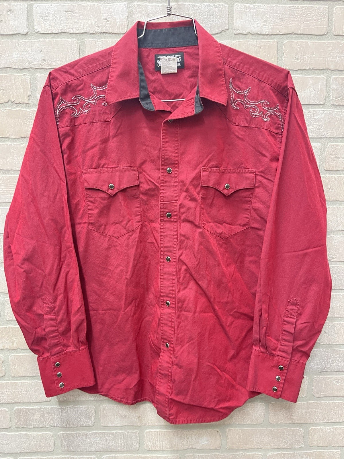 Wrangler Pearl Snap Shirt Men’s Size XL Red Western Long Sleeve Cowboy