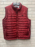 True religion men’s red puffer vest Sz XL full zip estimated with pockets