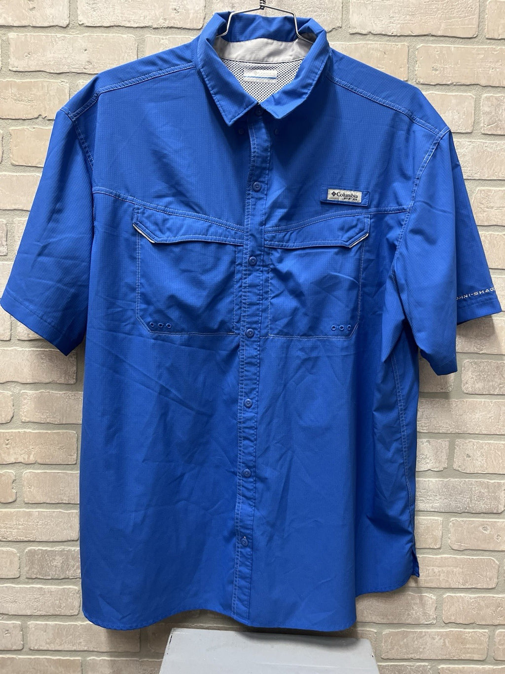 Columbia PFG Men's Short Sleeve Fishing Shirt Blue XXL Omni-Shade