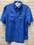 Columbia PFG Men's Short Sleeve Fishing Shirt Blue XXL Omni-Shade