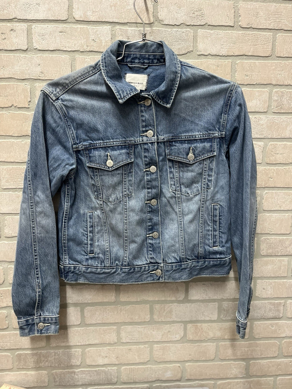 Ladies denim jacket Sz S with pockets paper denim company NWT
