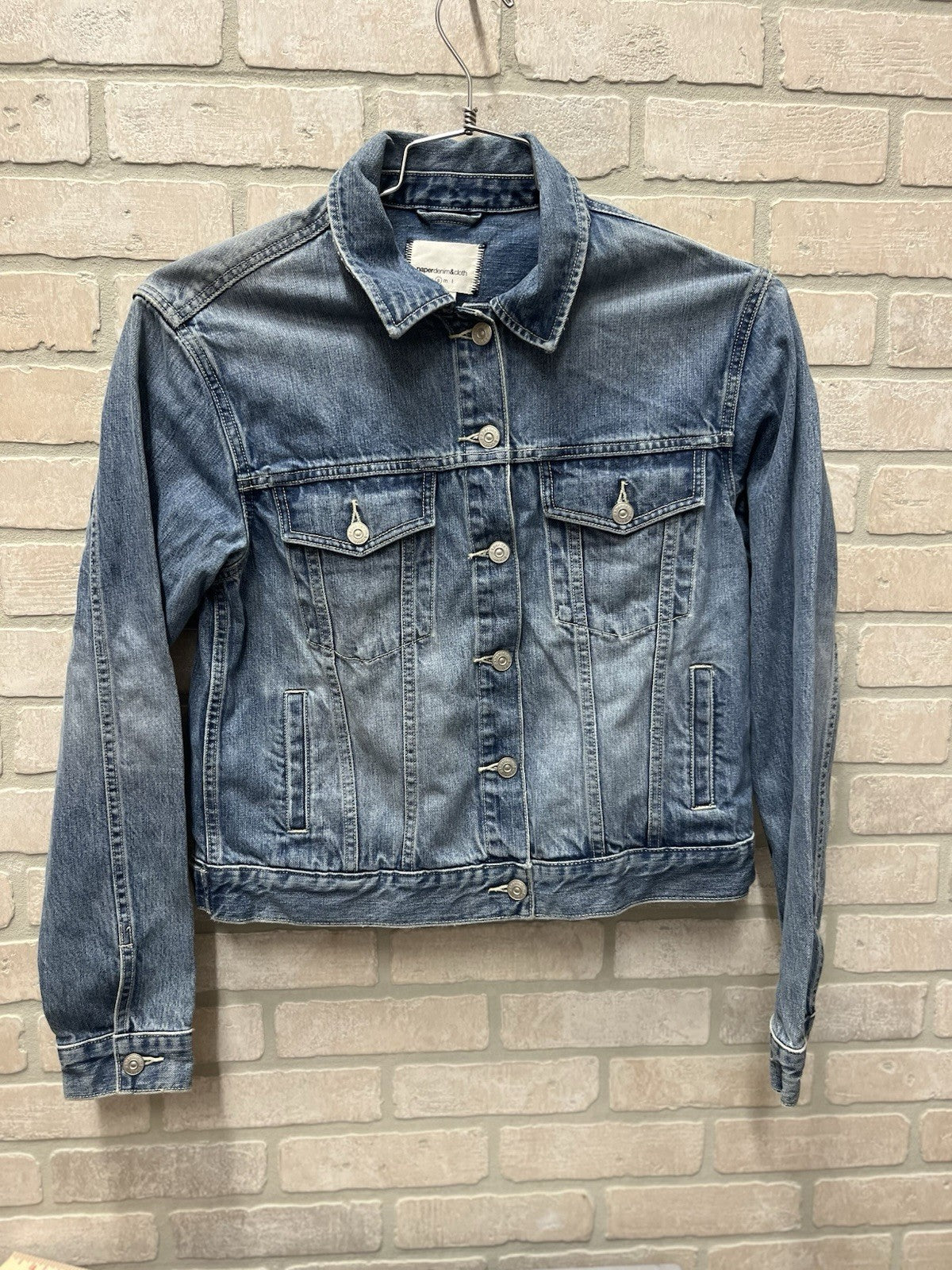 Ladies denim jacket Sz S with pockets paper denim company NWT