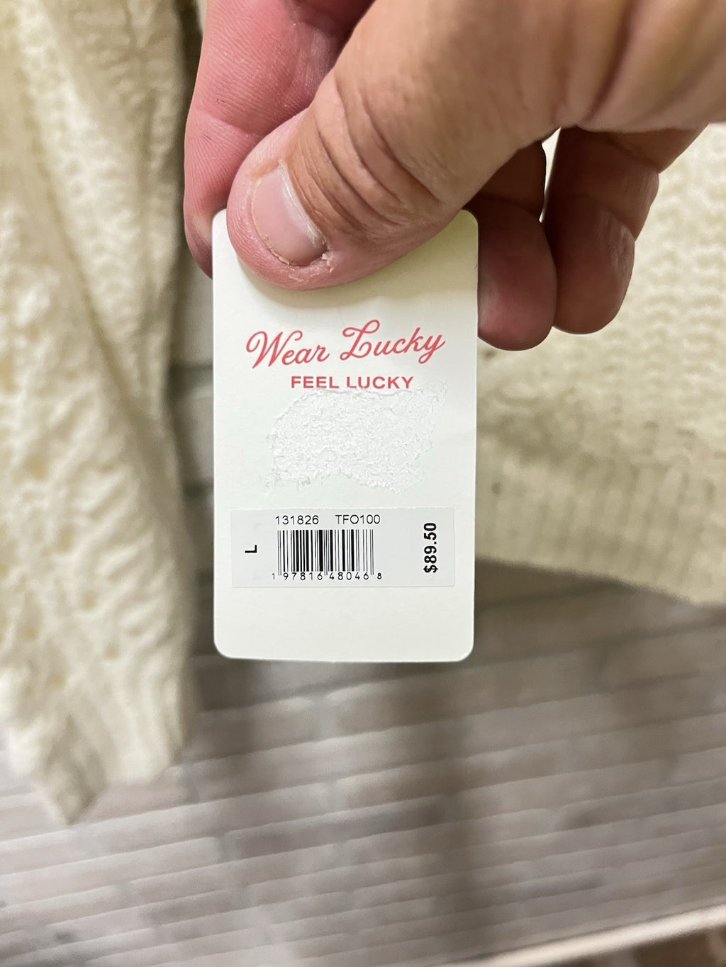 Lucky brand sweater for women Sz L 12/14 White V neck cable net NWT